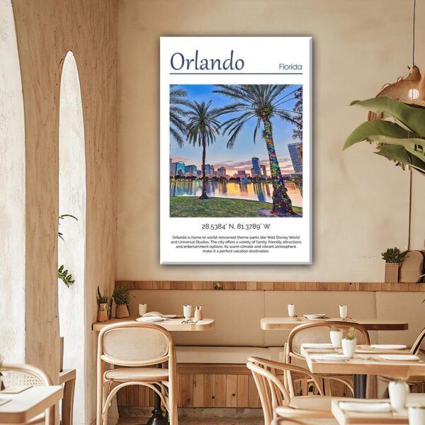 Orlando travel art canvas print, Orlando wall art, Orlando  canvas art,   Orlando watercolor canvas wall art,  Orlando Florida print - Image 2