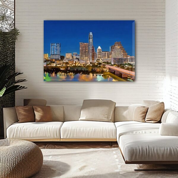 Austin Texas canvas watercolor, Austin Texas Wall Art, Austin Texas Print, Canvas wall art, Austin Texas Watercolor wall art - Image 4