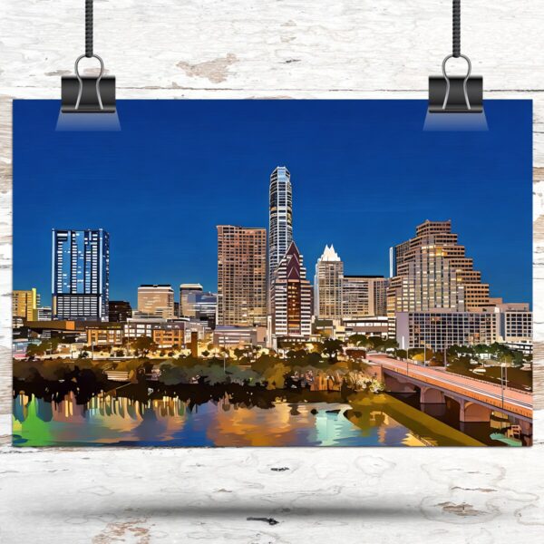 Austin Texas canvas watercolor, Austin Texas Wall Art, Austin Texas Print, Canvas wall art, Austin Texas Watercolor wall art - Image 3