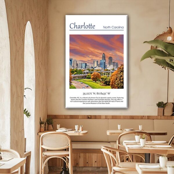 Charlotte Canvas, Charlotte Print,  Charlotte wall art, Charlotte travel art print,  Charlotte Iowa, Charlotte poster, Charlotte - Image 2