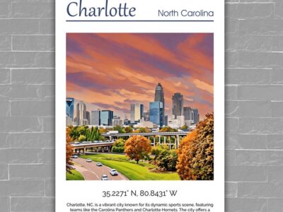 Charlotte Canvas, Charlotte Print,  Charlotte wall art, Charlotte travel art print,  Charlotte Iowa, Charlotte poster, Charlotte