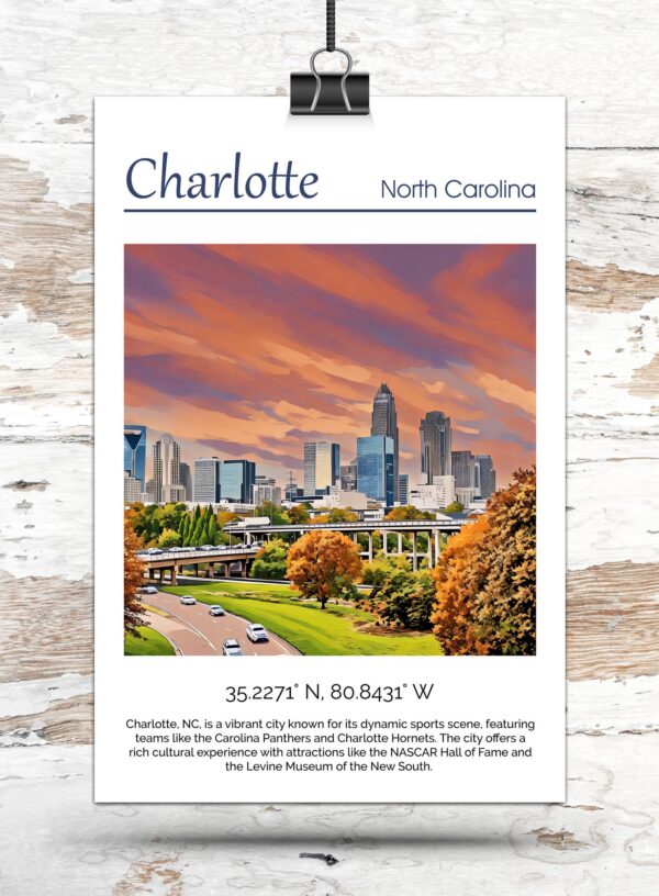 Charlotte Canvas, Charlotte Print,  Charlotte wall art, Charlotte travel art print,  Charlotte Iowa, Charlotte poster, Charlotte - Image 3