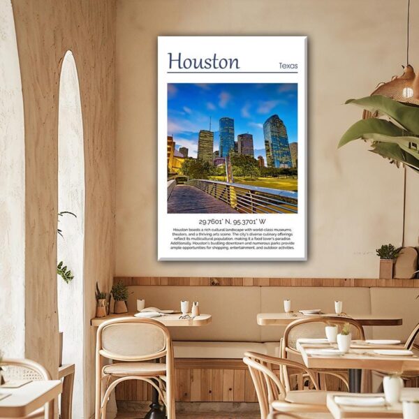 Houston Canvas, Houston Print, Houston wall art,  Houston travel art print, Houston Texas  ,  Houston poster - Image 2