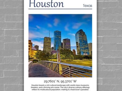 Houston Canvas, Houston Print, Houston wall art,  Houston travel art print, Houston Texas  ,  Houston poster