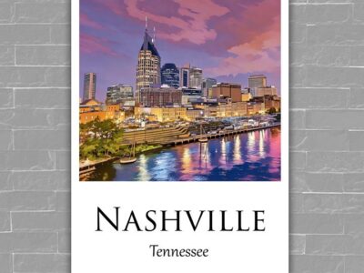 Nashville travel art canvas, Nashville skyline print, Nashville print, Nashville wall art, Nashville Tennessee, Nashville Canvas