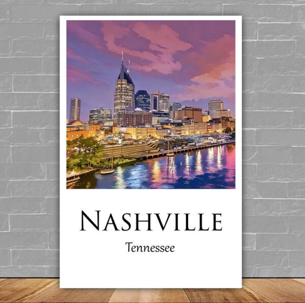 Nashville travel art canvas, Nashville skyline print, Nashville print, Nashville wall art, Nashville Tennessee, Nashville Canvas