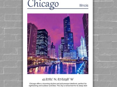 Chicago Illinois  watercolor, Chicago Illinois wall art, Chicago print canvas wall art,  Chicago watercolor wall art