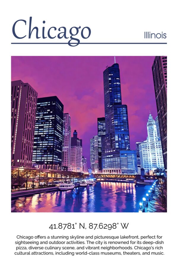 Chicago Illinois  watercolor, Chicago Illinois wall art, Chicago print canvas wall art,  Chicago watercolor wall art - Image 4