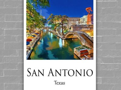 Custom Printed San Antonio travel art Canvas - Cityscape Wall Decor, San Antonio Texas  canvas wall art print, San Antonio Texas Print