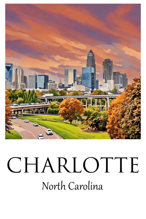 Charlotte Canvas, Charlotte Print, Charlotte wall art, Charlotte travel art print, Charlotte North Carolina ,  Charlotte poster - Image 4
