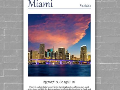 Miami Canvas, Miami Print, Miami wall art, Miami travel art print, Miami Florida, Miami poster