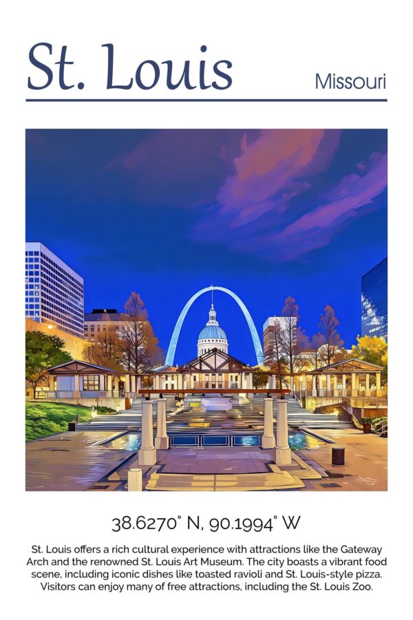 St Louis Canvas, St Louis Print, St Louis wall art, St Louis travel art print, St Louis Missouri, St Louis poster - Image 4