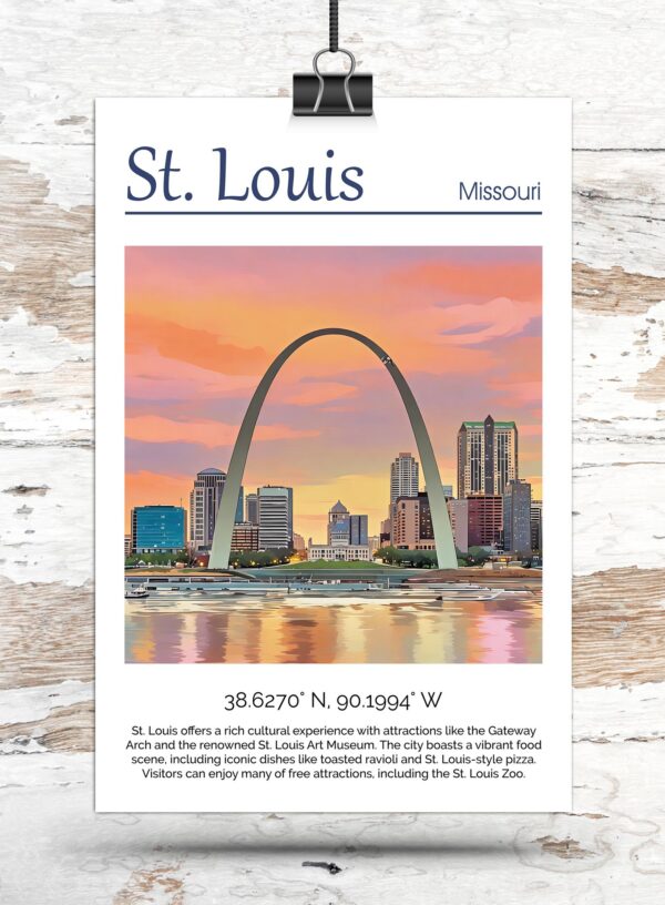 St Louis Canvas, St Louis Print, St Louis wall art, St Louis travel art print, St Louis Missouri, St Louis poster - Image 3