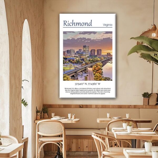 Richmond Travel art print, Richmond Canvas Print,  Richmond wall art, Richmond wall art, Richmond Virginia, Richmond  poster - Image 2