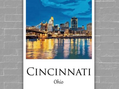 Cincinnati Canvas,  Cincinnati Print,  Cincinnati wall art, Cincinnati travel art print, Cincinnati Illinois ,  Cincinnati poster
