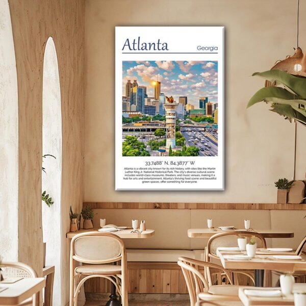 Vibrant Atlanta Skyline Watercolor Canvas - Atlanta travel art, Atlanta wall art, Atlanta canvas print, Atlanta Georgia - Image 2