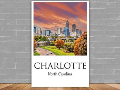 Charlotte Canvas, Charlotte Print, Charlotte wall art, Charlotte travel art print, Charlotte North Carolina ,  Charlotte poster