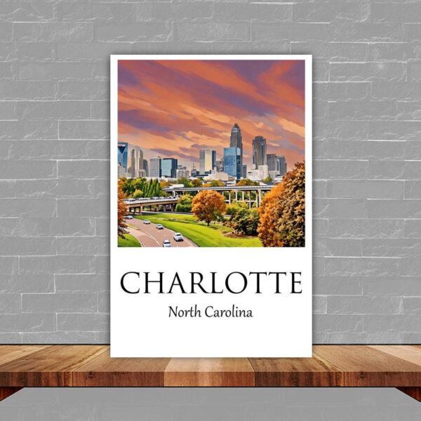Charlotte Canvas, Charlotte Print, Charlotte wall art, Charlotte travel art print, Charlotte North Carolina ,  Charlotte poster