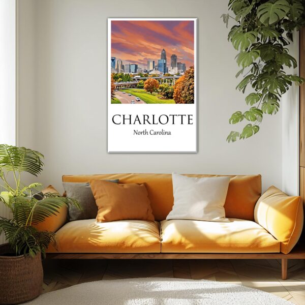 Charlotte Canvas, Charlotte Print, Charlotte wall art, Charlotte travel art print, Charlotte North Carolina ,  Charlotte poster - Image 2