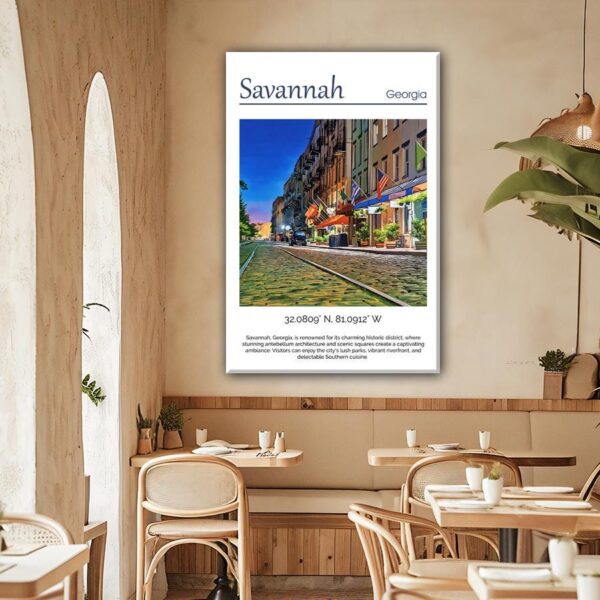 Savannah Georgia canvas watercolor, Savannah GA Wall Art, Savannah Georgia Print, Canvas wall art, Savannah Georgia Watercolor wall art - Image 2