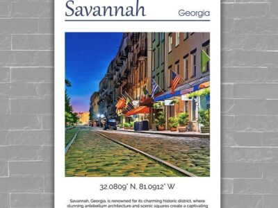 Savannah Georgia canvas watercolor, Savannah GA Wall Art, Savannah Georgia Print, Canvas wall art, Savannah Georgia Watercolor wall art