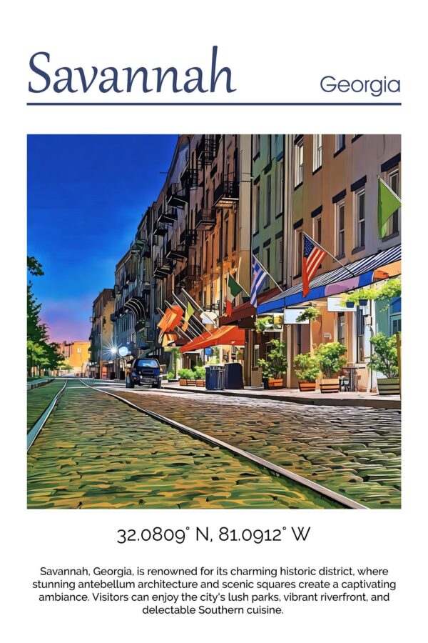 Savannah Georgia canvas watercolor, Savannah GA Wall Art, Savannah Georgia Print, Canvas wall art, Savannah Georgia Watercolor wall art - Image 4