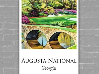 Augusta National Travel Art Watercolor Canvas -Augusta National   golf art,  Augusta National  canvas print, Masters golf  print