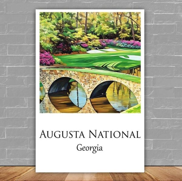Augusta National Travel Art Watercolor Canvas -Augusta National   golf art,  Augusta National  canvas print, Masters golf  print