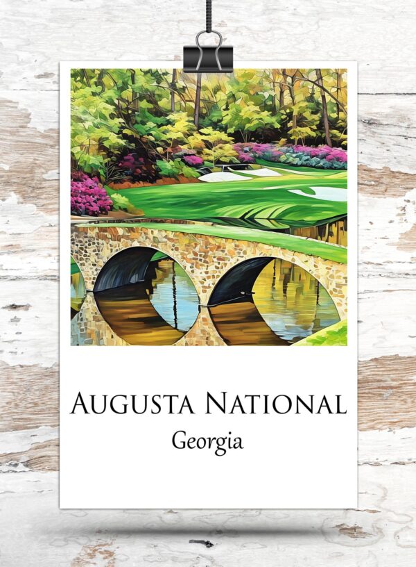 Augusta National Travel Art Watercolor Canvas -Augusta National   golf art,  Augusta National  canvas print, Masters golf  print - Image 3