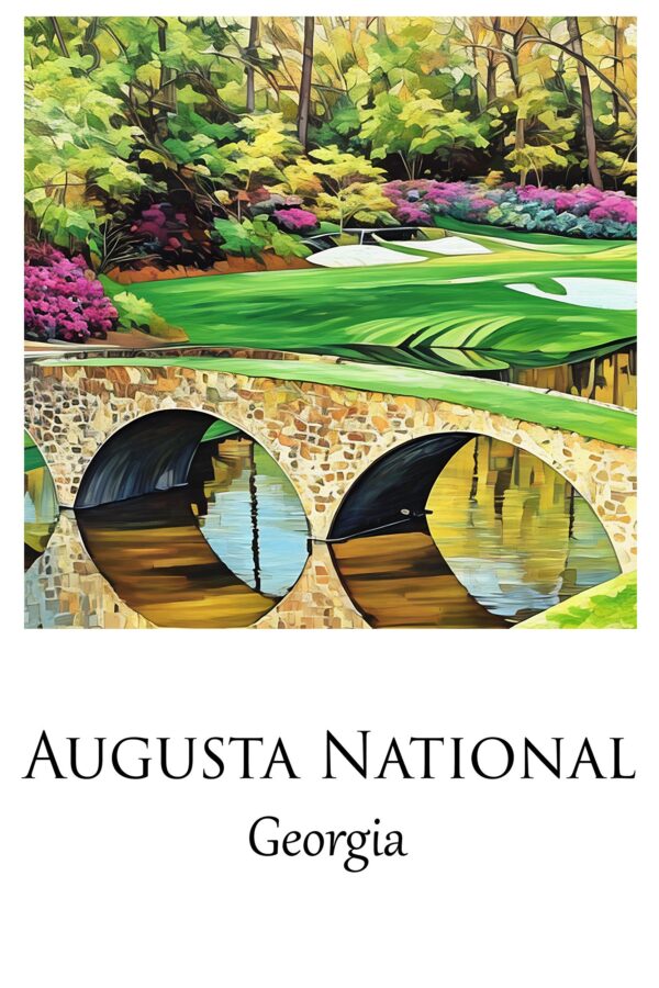 Augusta National Travel Art Watercolor Canvas -Augusta National   golf art,  Augusta National  canvas print, Masters golf  print - Image 4