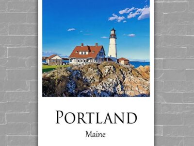 Portland Maine Portland watercolor,  Portland wall art,   Portland canvas wall art, Portland watercolor wall art, Portland travel art