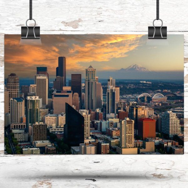 Seattle Washington  watercolor, Seattle wall art, Seattle canvas wall art, Seattle watercolor wall art, Seattle travel art - Image 3