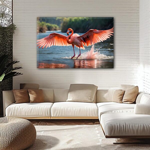 Pink Flamingo canvas watercolor, Pink Flamingo Wall Art, Pink Flamingo print, Pink Flamingo Canvas wall art, - Image 2