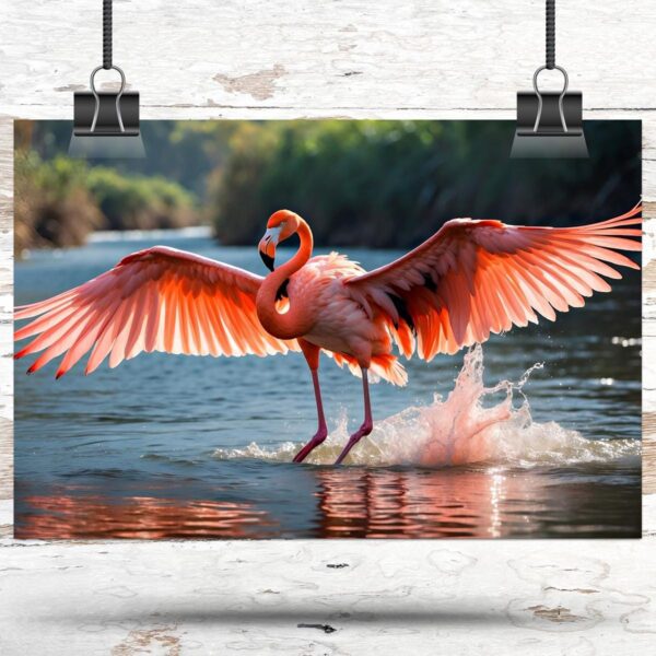 Pink Flamingo canvas watercolor, Pink Flamingo Wall Art, Pink Flamingo print, Pink Flamingo Canvas wall art, - Image 3