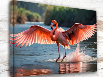 Pink Flamingo canvas watercolor, Pink Flamingo Wall Art, Pink Flamingo print, Pink Flamingo Canvas wall art,