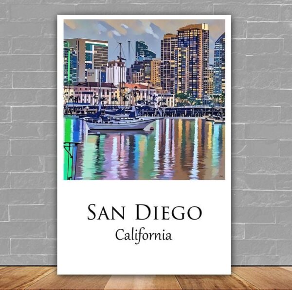 San Diego Canvas, San Diego Print,  San Diego wall art San Diego   travel art print, San Diego California  poster