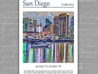 San Diego Canvas, San Diego Print,  San Diego wall art San Diego   travel art print, San Diego California  poster