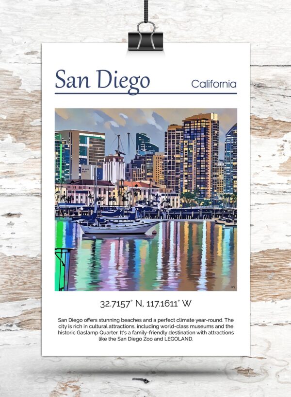 San Diego Canvas, San Diego Print,  San Diego wall art San Diego   travel art print, San Diego California  poster - Image 3