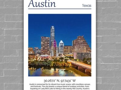 Austin Texas canvas watercolor, Austin Texas Wall Art, Austin Texas Print, Canvas wall art, Austin Texas Watercolor wall art