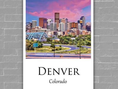 Denver travel art canvas. Denver wall art, Denver print, Denver Canvas, Denver decor. Denver Colorado