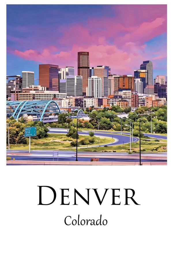 Denver travel art canvas. Denver wall art, Denver print, Denver Canvas, Denver decor. Denver Colorado - Image 4