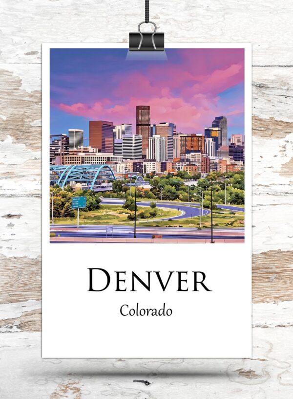 Denver travel art canvas. Denver wall art, Denver print, Denver Canvas, Denver decor. Denver Colorado - Image 3