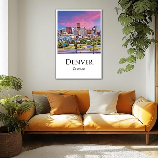 Denver travel art canvas. Denver wall art, Denver print, Denver Canvas, Denver decor. Denver Colorado - Image 2
