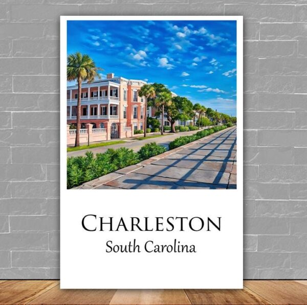 Charleston Canvas, Charleston Print, Charleston wall art, Charleston Battery travel art print, Charleston South Carolina, Charleston  poster