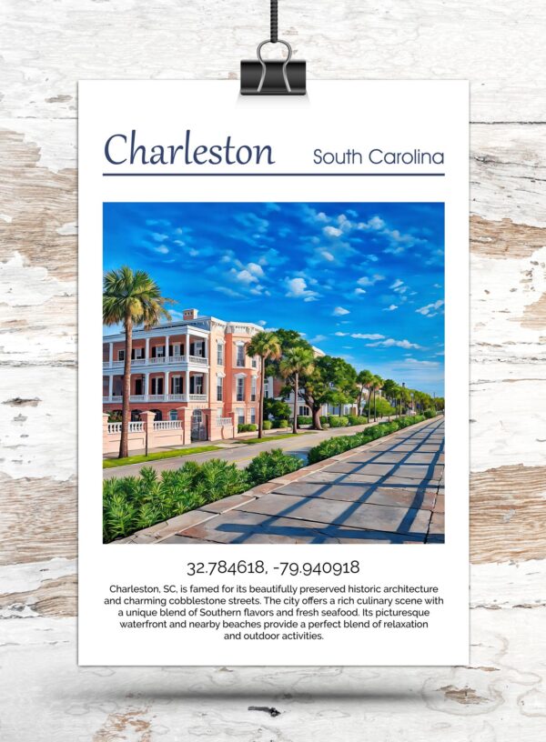 Charleston Canvas, Charleston Print, Charleston wall art, Charleston Battery travel art print, Charleston South Carolina, Charleston  poster - Image 3