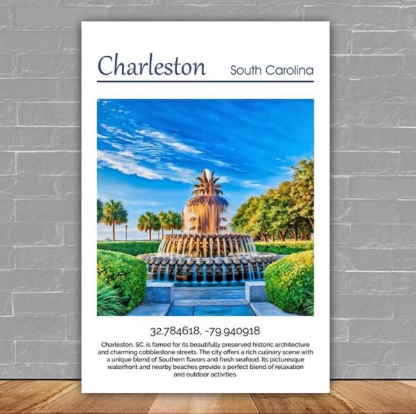 Charleston Canvas, Charleston Print, Charleston wall art, Charleston Battery travel art print, Charleston South Carolina, Charleston  poster