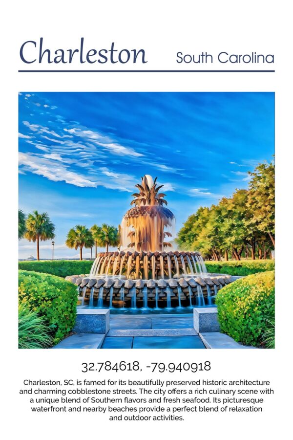 Charleston Canvas, Charleston Print, Charleston wall art, Charleston Battery travel art print, Charleston South Carolina, Charleston  poster - Image 4
