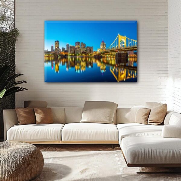 Pittsburgh travel art canvas print, Pittsburgh  wall art, Pittsburgh  canvas art,   Pittsburgh  watercolor canvas wall art, Pittsburgh print - Image 2