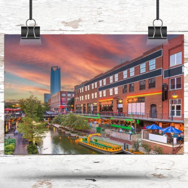Oklahoma City travel art canvas print, Oklahoma City wall art Oklahoma City canvas art, Oklahoma City watercolor canvas wall art, - Image 3