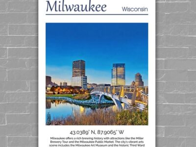Milwaukee travel art canvas print, Milwaukee wall art, Milwaukee canvas art,  Milwaukee watercolor canvas wall art,  Milwaukee print